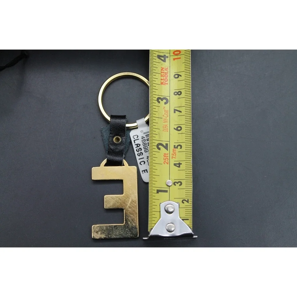 Cole of California Brass Tone Letter E Keychain Leather Fob NOS